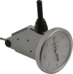 Peacock - 0.008 Inch Range, 0.0001 Inch Dial Graduation, Vertical Dial Test Indicator - 1-3/8 Inch White Dial, 0-4-0 Dial Reading, Accurate to 0.0003 Inch - Americas Industrial Supply