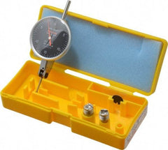 Peacock - 0.03 Inch Range, 0.0005 Inch Dial Graduation, Horizontal Dial Test Indicator - 1-3/8 Inch Black Dial, 0-15-0 Dial Reading, Accurate to 0.0005 Inch - Americas Industrial Supply