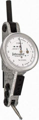 INTERAPID - 0.016 Inch Range, 0.0001 Inch Dial Graduation, Horizontal Dial Test Indicator - 1.2 Inch White Dial, 0-4-0 Dial Reading - Americas Industrial Supply