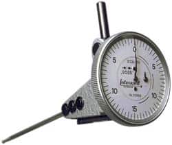 INTERAPID - 0.06 Inch Range, 0.0005 Inch Dial Graduation, Vertical Dial Test Indicator - 1-1/2 Inch White Dial, 0-15-0 Dial Reading - Americas Industrial Supply