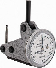 INTERAPID - 0.06 Inch Range, 0.0005 Inch Dial Graduation, Vertical Dial Test Indicator - 1.2 Inch White Dial, 0-15-0 Dial Reading - Americas Industrial Supply