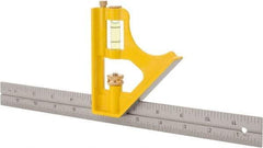 Stanley - 1 Piece, 12" Combination Square Set - 1/32, 1/16 & 1/8" (English) Graduation, Chrome Blade, Die Cast Metal Combination Head - Americas Industrial Supply
