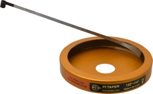 Made in USA - 0.001 Inch Graduation, 132 to 144 Inch Measurement, Spring Steel Diameter Tape Measure - 1/2 Inch Wide, 0.01 Inch Thick - Americas Industrial Supply