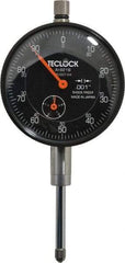 Teclock - 1" Range, 0-100 Dial Reading, 0.001" Graduation Dial Drop Indicator - 2-11/64" Dial, 0.1" Range per Revolution, 0.0014" Accuracy, Revolution Counter - Americas Industrial Supply