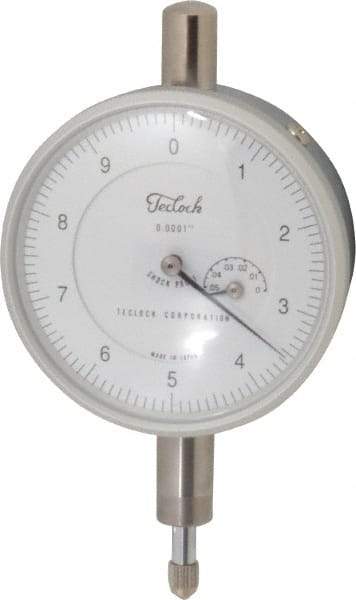 Teclock - 0.05" Range, 0-10 Dial Reading, 0.0001" Graduation Dial Drop Indicator - 2-13/64" Dial, 0.01" Range per Revolution, 0.0002" Accuracy, Revolution Counter - Americas Industrial Supply