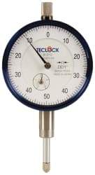 Teclock - 1/2" Range, 0-50-0 Dial Reading, 0.001" Graduation Dial Drop Indicator - 2-11/64" Dial, 0.1" Range per Revolution, 0.0009" Accuracy, Revolution Counter - Americas Industrial Supply