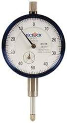 Teclock - 1/2" Range, 0-50-0 Dial Reading, 0.001" Graduation Dial Drop Indicator - 2-11/64" Dial, 0.1" Range per Revolution, 0.0009" Accuracy, Revolution Counter - Americas Industrial Supply