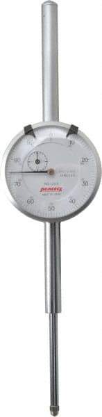 Peacock - 2" Range, 0-100 Dial Reading, 0.001" Graduation Dial Drop Indicator - 2-3/64" Dial, 0.005" Accuracy, Revolution Counter - Americas Industrial Supply