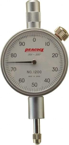 Peacock - 0.2" Range, 0-100 Dial Reading, 0.001" Graduation Dial Drop Indicator - 1-37/64" Dial, 0.001" Accuracy - Americas Industrial Supply