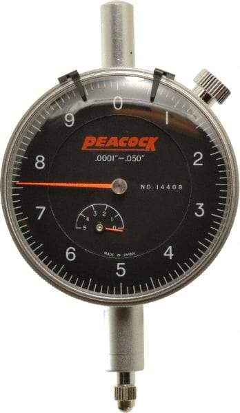 Peacock - 0.05" Range, 0-10 Dial Reading, 0.0001" Graduation Dial Drop Indicator - 2-3/64" Dial, 0.0003" Accuracy, Revolution Counter - Americas Industrial Supply