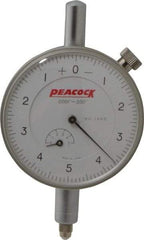 Peacock - 0.05" Range, 0-5-0 Dial Reading, 0.0001" Graduation Dial Drop Indicator - 2-3/64" Dial, 0.0003" Accuracy, Revolution Counter - Americas Industrial Supply