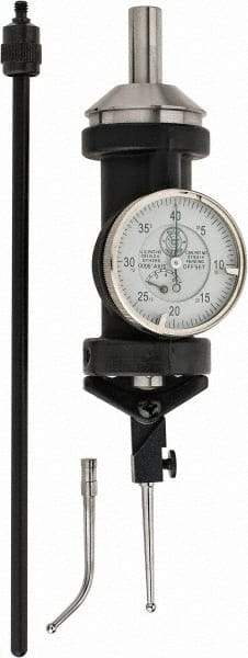 Made in USA - 5 Piece, 0" to 1/4" Measuring Range, White Dial Test Indicator Kit - 0.0002" Accuracy, 1/8" Ball Diam, 0.0005" Dial Graduation - Americas Industrial Supply