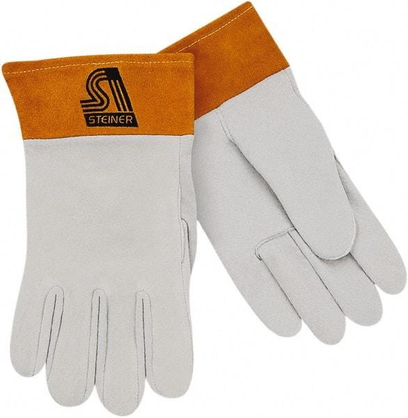 Steiner - Size XL Unlined Deerskin Welding Glove - 11" OAL, Safety Cuff, For TIG - Americas Industrial Supply