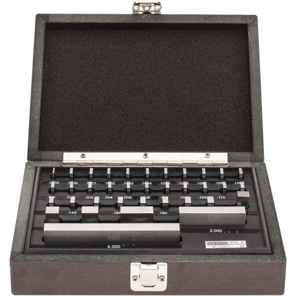 Value Collection - 36 Piece, 0.05 to 4", Economy Grade, Steel Gage Block Set - Rectangular, 0.00005" Tolerance - Americas Industrial Supply