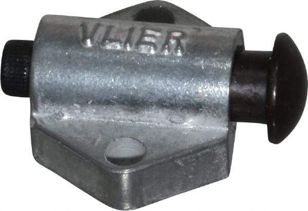 Vlier - 7/8" Base Width, 1/8" Stroke Len, 3/8" Stop Head OD, 21/32" Btw Mt Hole Ctrs, 19/32" Btw Mt Hole & Edge, Round Spring Locating Stop - 11/16" Body Len x 7/8" Body Width, 7/32" Base Thickness, 5.13 Lb Init, 10 Lb Mid, 14.9 Lb Final End Force - Americas Industrial Supply