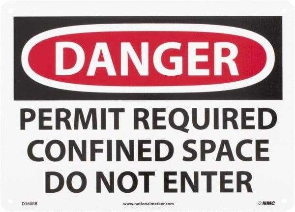 NMC - "Danger - Permit Required - Confined Space - Do Not Enter", 10" Long x 14" Wide, Rigid Plastic Safety Sign - Rectangle, 0.05" Thick, Use for Accident Prevention - Americas Industrial Supply