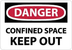 NMC - "Danger - Confined Space - Keep Out", 10" Long x 14" Wide, Pressure-Sensitive Vinyl Safety Sign - Rectangle, 0.004" Thick, Use for Accident Prevention - Americas Industrial Supply