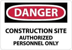 NMC - "Danger - Construction Site - Authorized Personnel Only", 10" Long x 14" Wide, Aluminum Safety Sign - Rectangle, 0.04" Thick, Use for Security & Admittance - Americas Industrial Supply