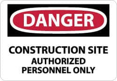 NMC - "Danger - Construction Site - Authorized Personnel Only", 10" Long x 14" Wide, Aluminum Safety Sign - Rectangle, 0.04" Thick, Use for Security & Admittance - Americas Industrial Supply