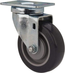 Shepherd - 4" Diam x 1-1/4" Wide x 5-1/4" OAH Top Plate Mount Swivel Caster - Polyurethane, 200 Lb Capacity, Ball Bearing, 2-5/8 x 3-3/4" Plate - Americas Industrial Supply
