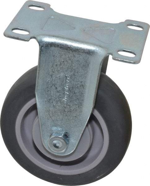 Shepherd - 4" Diam x 1-1/4" Wide x 5-1/4" OAH Top Plate Mount Rigid Caster - Polyurethane, 200 Lb Capacity, Ball Bearing, 2-5/8 x 3-3/4" Plate - Americas Industrial Supply