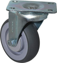 Shepherd - 4" Diam x 1-1/4" Wide x 5-1/4" OAH Top Plate Mount Swivel Caster - TPR, 185 Lb Capacity, Ball Bearing, 2-5/8 x 3-3/4" Plate - Americas Industrial Supply