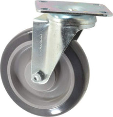 Shepherd - 5" Diam x 1-1/4" Wide x 6-1/4" OAH Top Plate Mount Swivel Caster - Polyurethane, 225 Lb Capacity, Ball Bearing, 2-5/8 x 3-3/4" Plate - Americas Industrial Supply