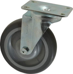 Shepherd - 5" Diam x 1-1/4" Wide x 6-1/4" OAH Top Plate Mount Swivel Caster - TPR, 200 Lb Capacity, Ball Bearing, 2-5/8 x 3-3/4" Plate - Americas Industrial Supply