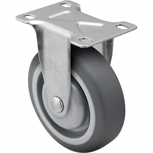 Shepherd - 5" Diam x 1-1/4" Wide x 6-1/4" OAH Top Plate Mount Rigid Caster - TPR, 200 Lb Capacity, Ball Bearing, 2-5/8 x 3-3/4" Plate - Americas Industrial Supply