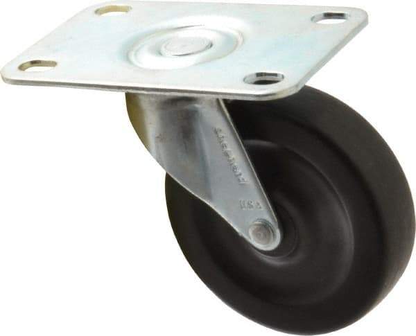 Shepherd - 3" Diam x 13/16" Wide x 3-1/2" OAH Top Plate Mount Swivel Caster with Brake - Hard Rubber, 120 Lb Capacity, Nylon Bearing, 2-5/8 x 3-3/4" Plate - Americas Industrial Supply