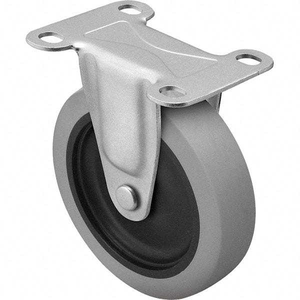 Shepherd - 4" Diam x 15/16" Wide x 4-3/4" OAH Top Plate Mount Rigid Caster - TPR, 125 Lb Capacity, Nylon Bearing, 2-5/8 x 3-3/4" Plate - Americas Industrial Supply