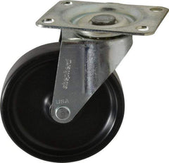 Shepherd - 4" Diam x 15/16" Wide x 4-3/4" OAH Top Plate Mount Swivel Caster - Polyolefin, 150 Lb Capacity, Plain Bearing, 2-5/8 x 3-3/4" Plate - Americas Industrial Supply