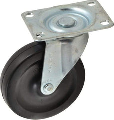 Shepherd - 4" Diam x 15/16" Wide x 4-3/4" OAH Top Plate Mount Swivel Caster - Soft Rubber, 125 Lb Capacity, Nylon Bearing, 2-5/8 x 3-3/4" Plate - Americas Industrial Supply