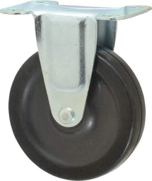 Shepherd - 4" Diam x 15/16" Wide x 4-3/4" OAH Top Plate Mount Rigid Caster - Soft Rubber, 125 Lb Capacity, Nylon Bearing, 2-5/8 x 3-3/4" Plate - Americas Industrial Supply