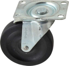 Shepherd - 4" Diam x 15/16" Wide x 4-3/4" OAH Top Plate Mount Swivel Caster with Brake - Hard Rubber, 150 Lb Capacity, Nylon Bearing, 2-5/8 x 3-3/4" Plate - Americas Industrial Supply