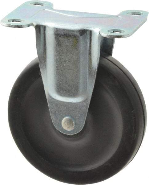 Shepherd - 4" Diam x 15/16" Wide x 4-3/4" OAH Top Plate Mount Rigid Caster - Hard Rubber, 150 Lb Capacity, Nylon Bearing, 2-5/8 x 3-3/4" Plate - Americas Industrial Supply