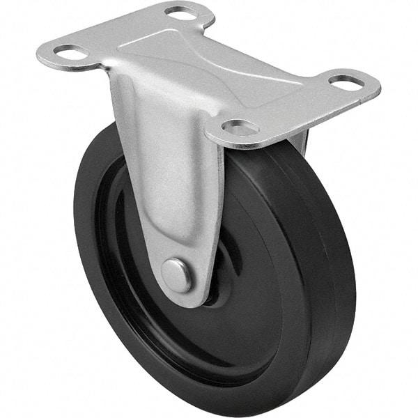 Shepherd - 5" Diam x 15/16" Wide x 5-3/4" OAH Top Plate Mount Rigid Caster - Polyolefin, 160 Lb Capacity, Plain Bore Bearing, 2-5/8 x 3-3/4" Plate - Americas Industrial Supply
