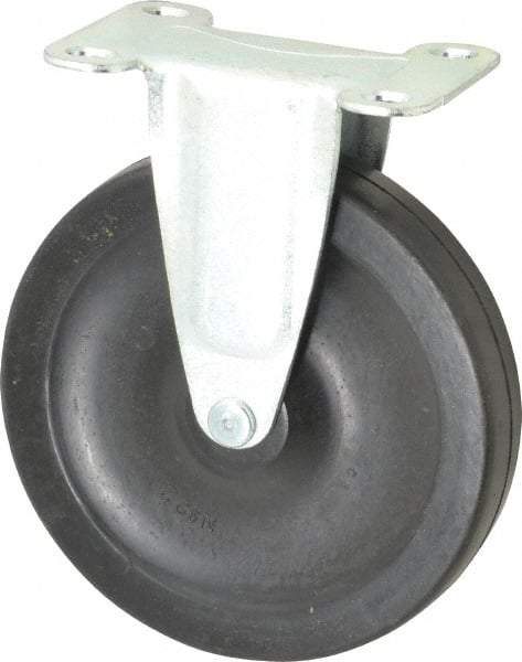 Shepherd - 5" Diam x 15/16" Wide x 5-3/4" OAH Top Plate Mount Rigid Caster - Soft Rubber, 135 Lb Capacity, Nylon Bearing, 2-5/8 x 3-3/4" Plate - Americas Industrial Supply