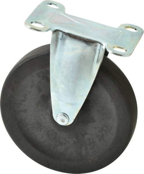 Shepherd - 5" Diam x 15/16" Wide x 5-3/4" OAH Top Plate Mount Rigid Caster - Hard Rubber, 160 Lb Capacity, Nylon Bearing, 2-5/8 x 3-3/4" Plate - Americas Industrial Supply
