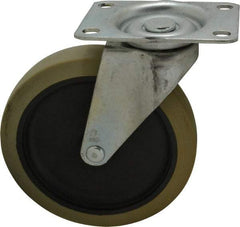 Shepherd - 5" Diam x 15/16" Wide x 5-3/4" OAH Top Plate Mount Swivel Caster - Polyurethane, 160 Lb Capacity, Plain Bearing, 2-5/8 x 3-3/4" Plate - Americas Industrial Supply