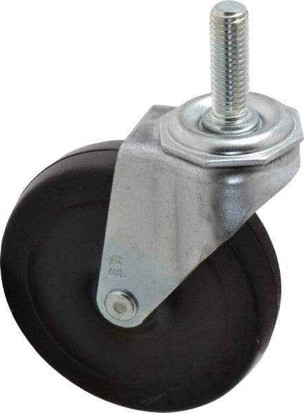 Shepherd - 4" Diam x 15/16" Wide x 4-3/4" OAH Stem Mount Swivel Caster - Soft Rubber, 125 Lb Capacity, Nylon Bearing, 1/2-13 x 1-1/2" Threaded Stem - Americas Industrial Supply