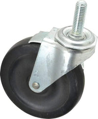 Shepherd - 4" Diam x 15/16" Wide x 4-3/4" OAH Stem Mount Swivel Caster with Brake - Soft Rubber, 125 Lb Capacity, Nylon Bearing, 1/2-13 x 1-1/2" Threaded Stem - Americas Industrial Supply