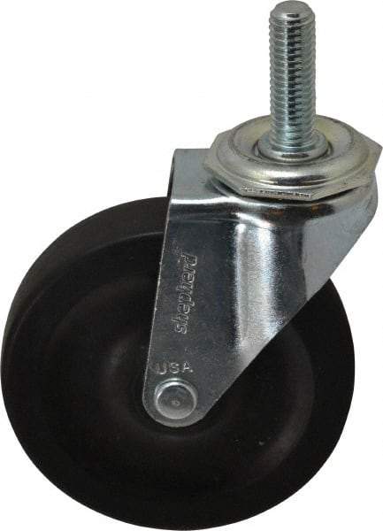 Shepherd - 4" Diam x 15/16" Wide x 4-3/4" OAH Stem Mount Swivel Caster - Hard Rubber, 150 Lb Capacity, Nylon Bearing, 1/2-13 x 1-1/2" Threaded Stem - Americas Industrial Supply