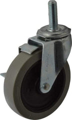 Shepherd - 4" Diam x 15/16" Wide x 4-3/4" OAH Stem Mount Swivel Caster with Brake - Polyurethane, 150 Lb Capacity, Plain Bearing, 1/2-13 x 1-1/2" Threaded Stem - Americas Industrial Supply