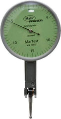 Mahr - 0.015 Inch Range, 0.0005 Inch Dial Graduation, Horizontal Dial Test Indicator - 1-1/2 Inch Green Dial, 0-15-0 Dial Reading - Americas Industrial Supply