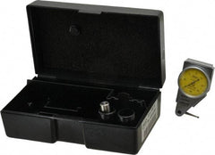Mahr - 0.4 mm Range, 0.01 mm Dial Graduation, Horizontal Dial Test Indicator - 27.5 mm Yellow Dial, 0-40-0 Dial Reading - Americas Industrial Supply