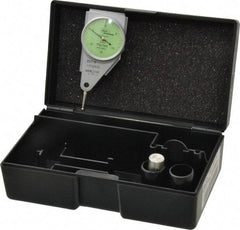 Mahr - 0.015 Inch Range, 0.0005 Inch Dial Graduation, Horizontal Dial Test Indicator - 1.1 Inch Green Dial, 0-15-0 Dial Reading - Americas Industrial Supply