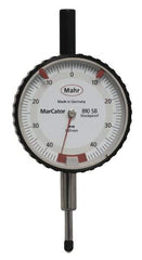 Mahr - 0.8mm Range, 0-45-0 Dial Reading, 0.01mm Graduation Dial Drop Indicator - 50mm Dial, 0.01mm Range per Revolution - Americas Industrial Supply