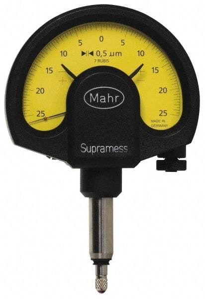 Mahr - 0.5 micro m Graduation, Accuracy Up to 0.5 m, 25 micro m Measurement, Dial Comparator Gage - 1 N Force, 2.8mm Overtravel, White - Americas Industrial Supply