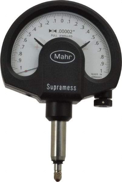 Mahr - 0 Inch Graduation, 0.001 Inch Max Measurement, Dial Comparator Gage - 1 N Force, 0.11 Inch Overtravel, White - Americas Industrial Supply